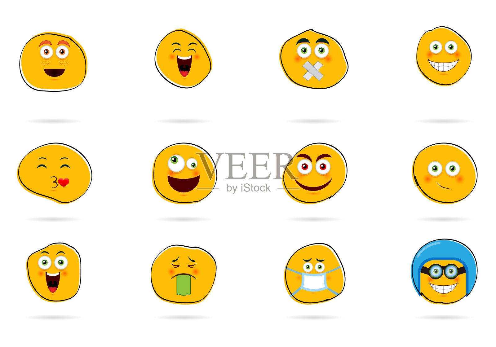 可爱的Emojis。图标素材