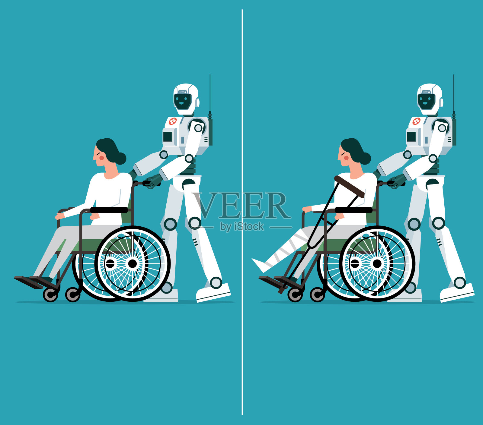 轮椅——女人插画图片素材