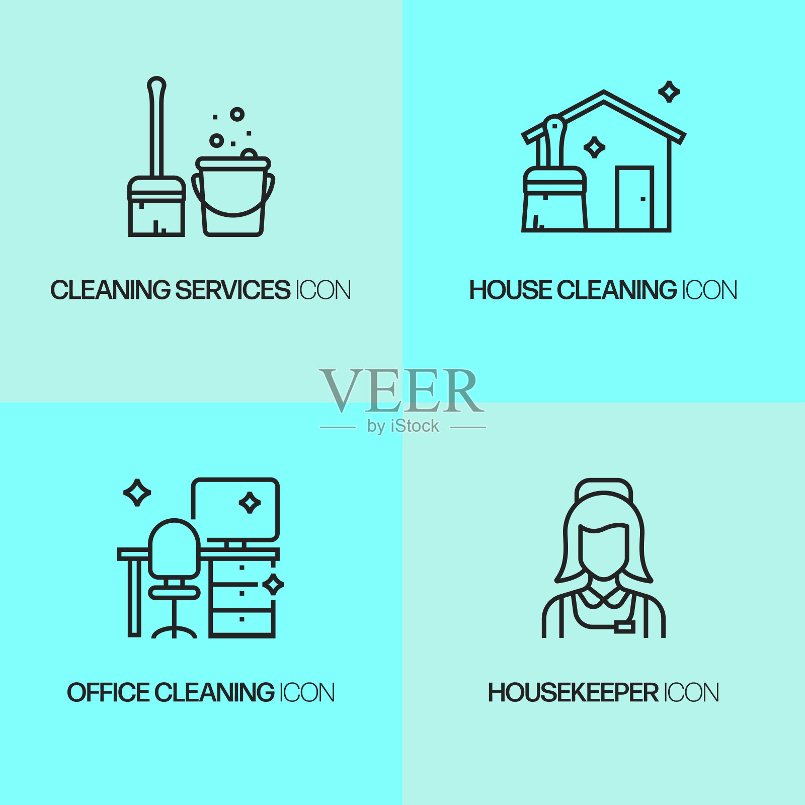 清洗相关的线条图标。向量符号说明。插画图片素材