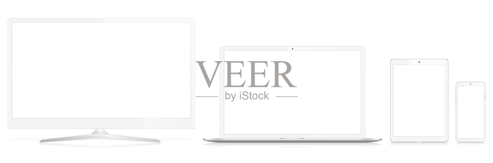 电脑显示器，笔记本电脑，智能手机和数字平板电脑插画图片素材