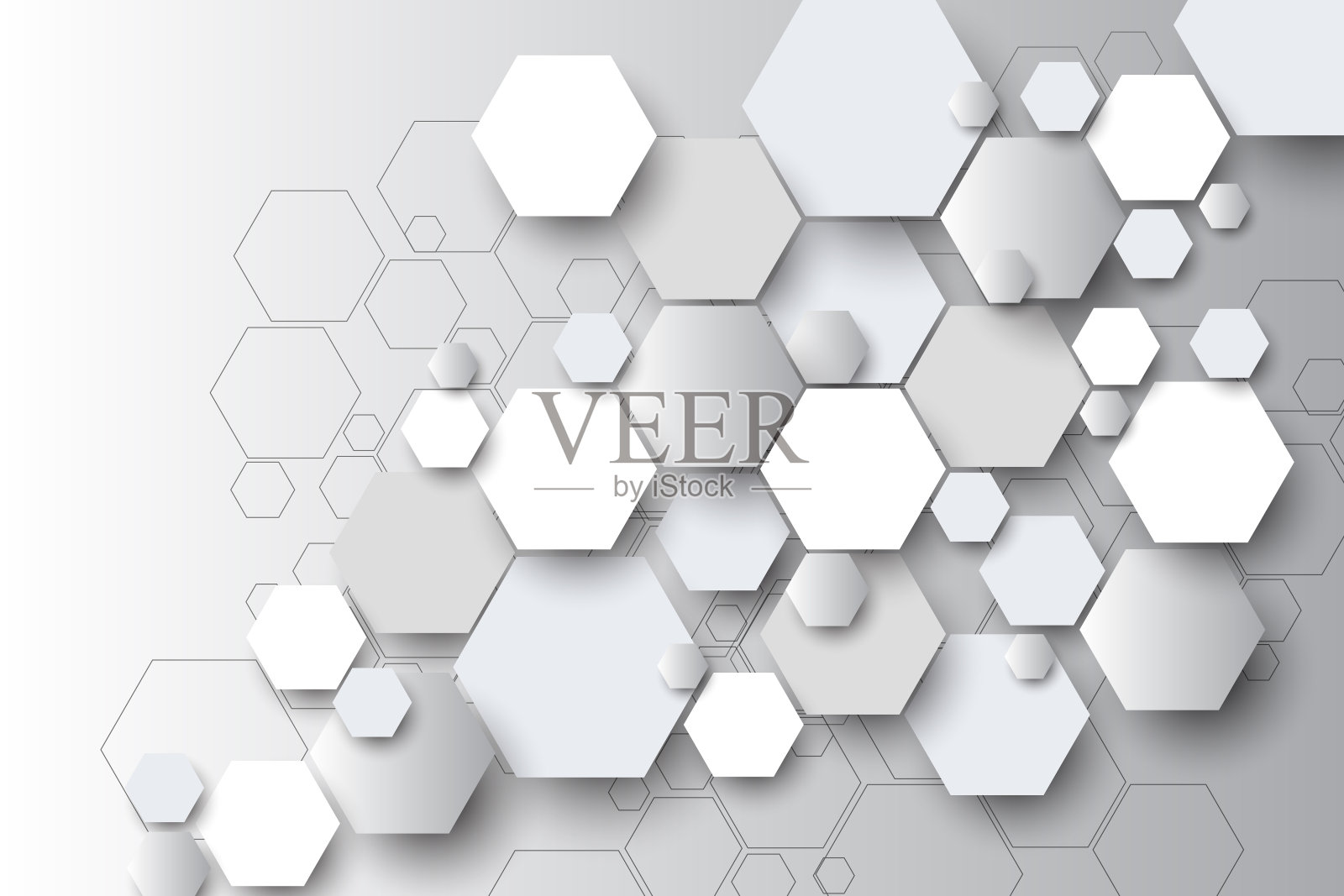 抽象六边形壁纸，白色背景，三维矢量插图插画图片素材