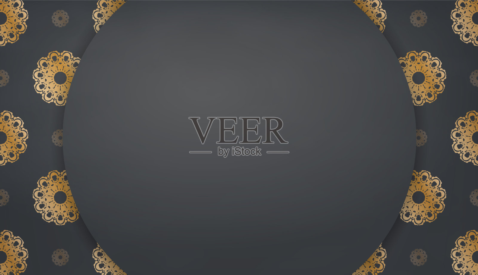 黑色横幅模板与古董黄金饰品插画图片素材