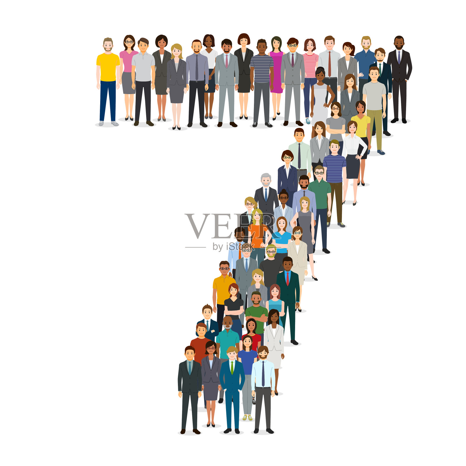 一大群人聚集在7号插画图片素材