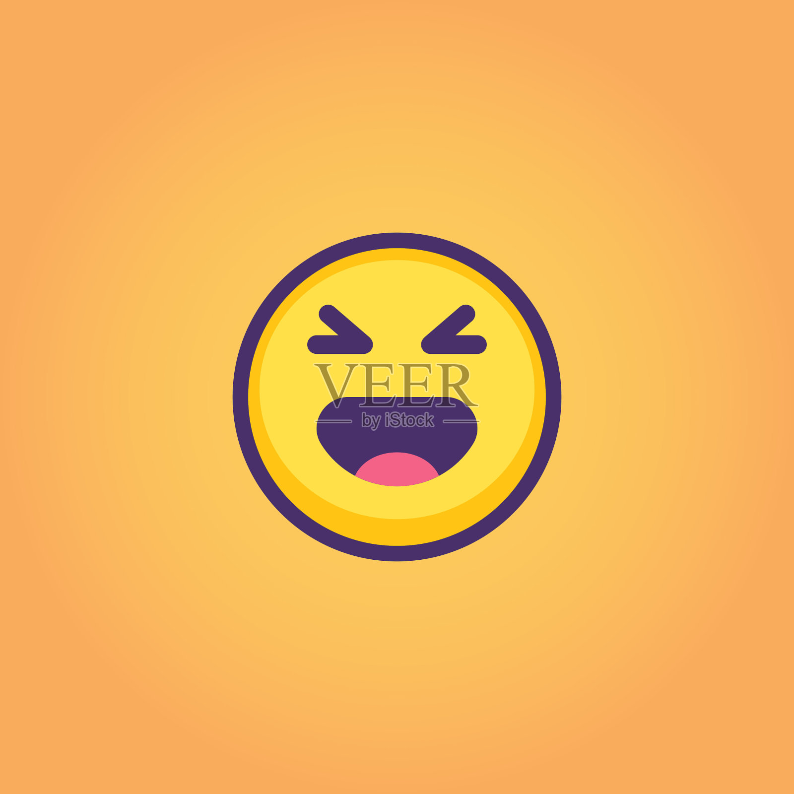 表情符号平面和线条艺术橙色背景插画图片素材