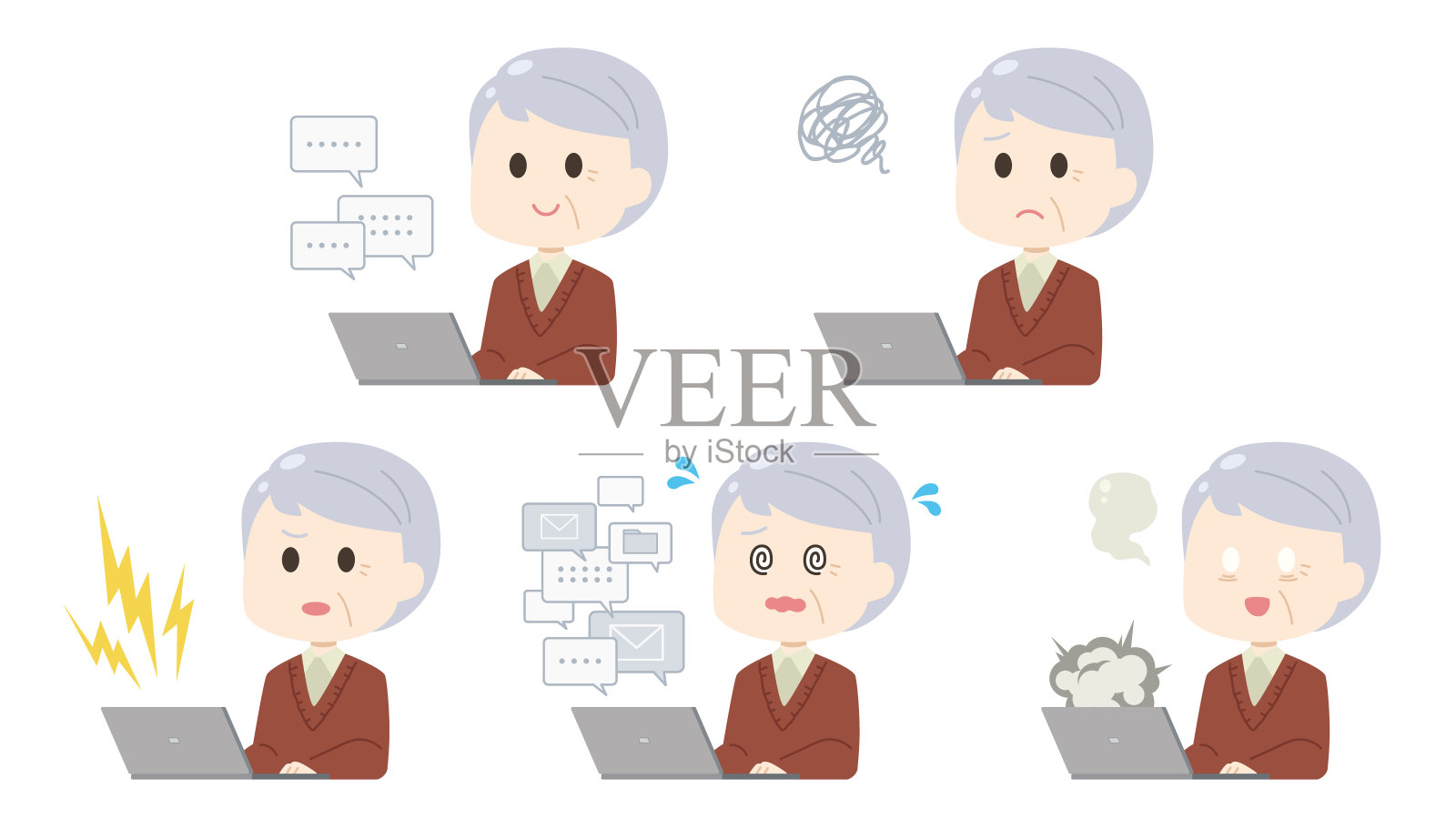 一位老人的插图插画图片素材