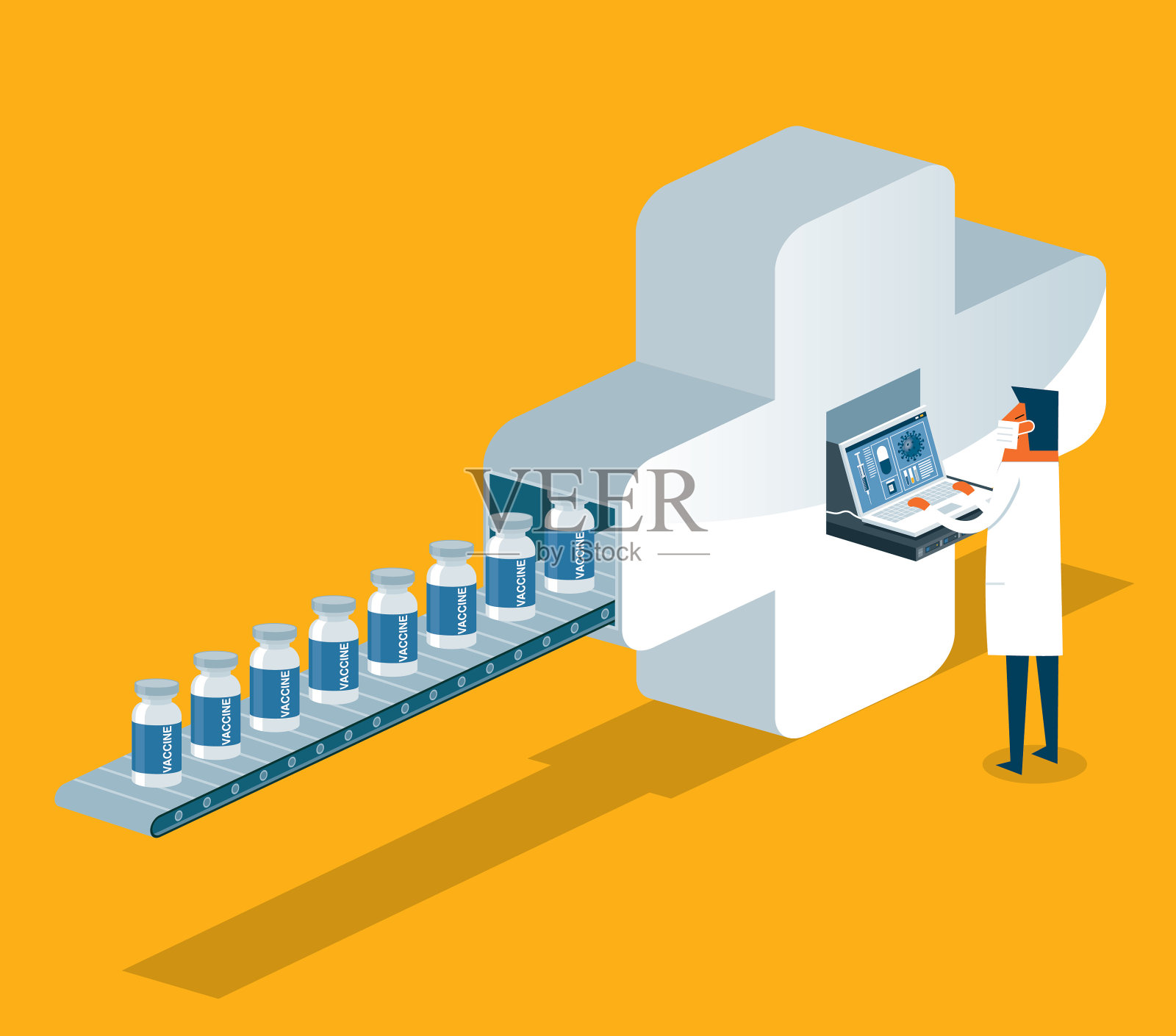生产线-疫苗插画图片素材
