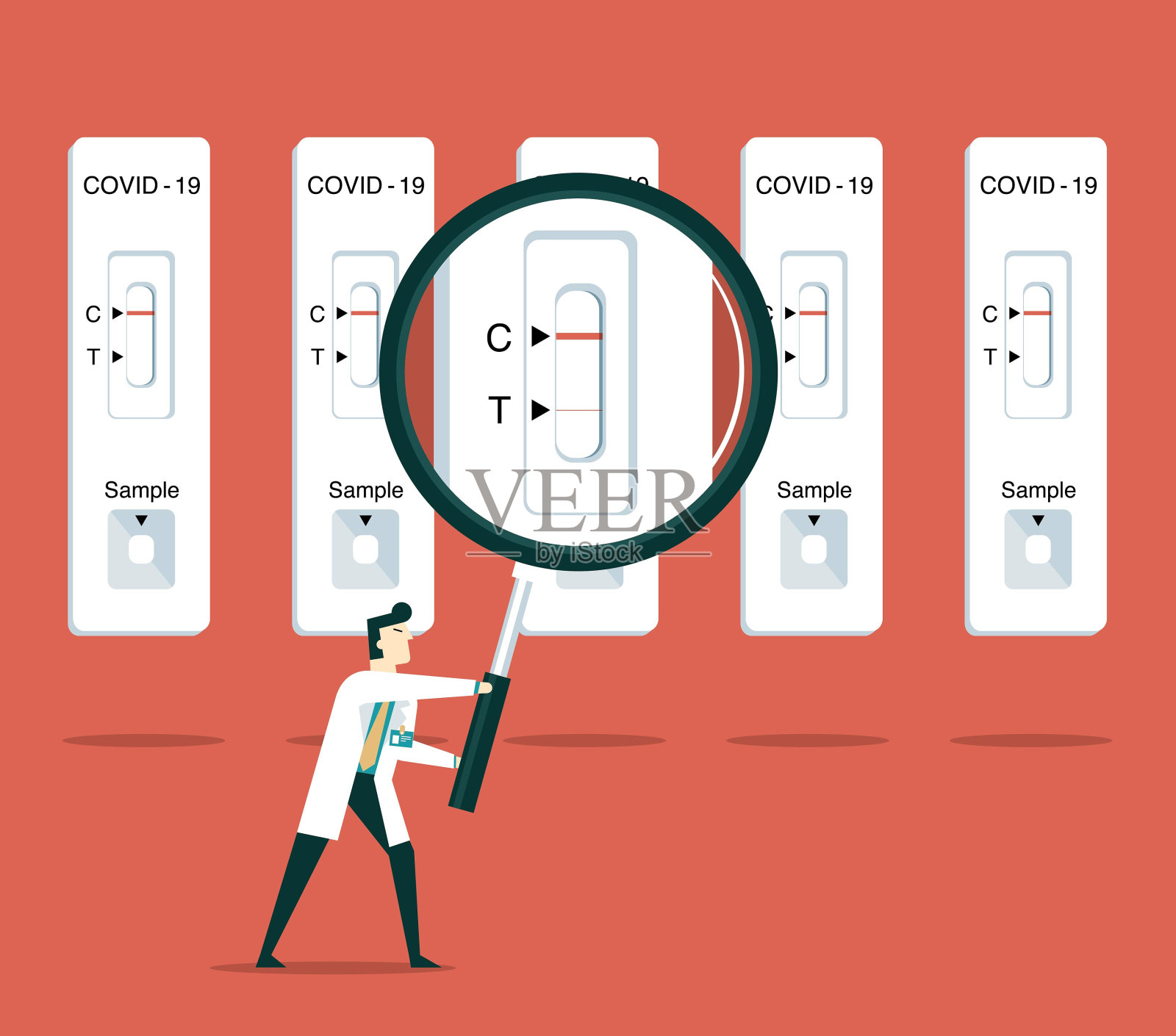 Covid-19医疗测试插画图片素材