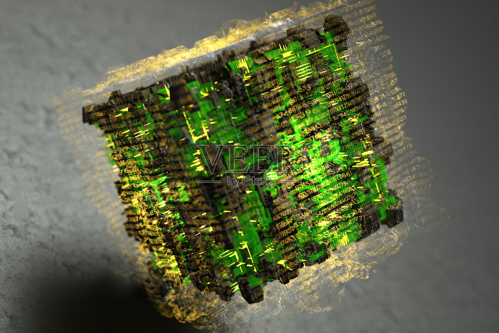 由数字代码和数据组成的抽象未来立方体照片摄影图片