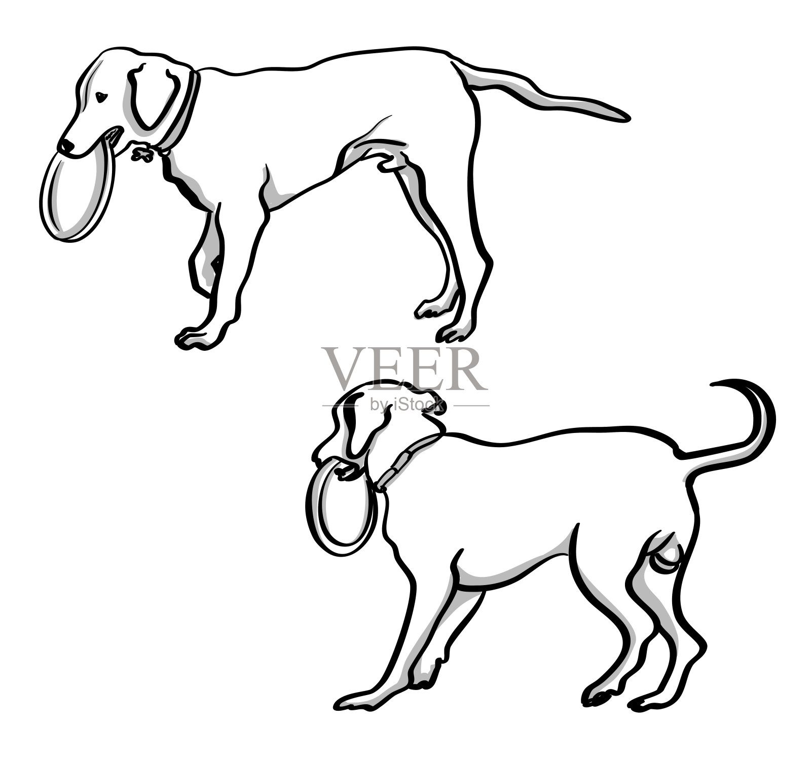 狗把飞盘设计元素图片