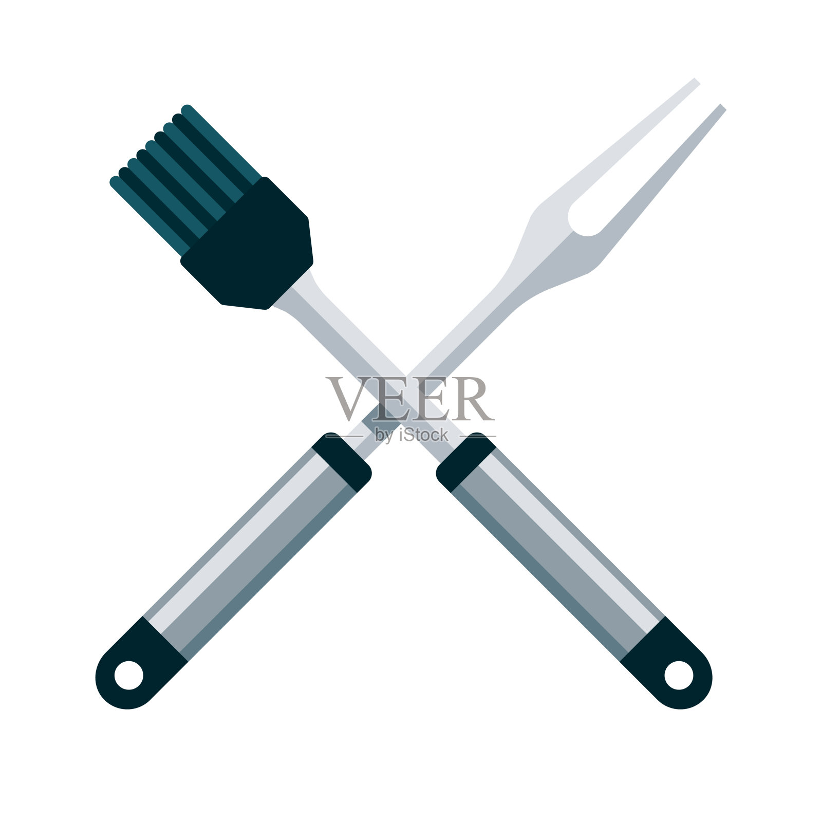 BBQ工具图标上透明的背景插画图片素材