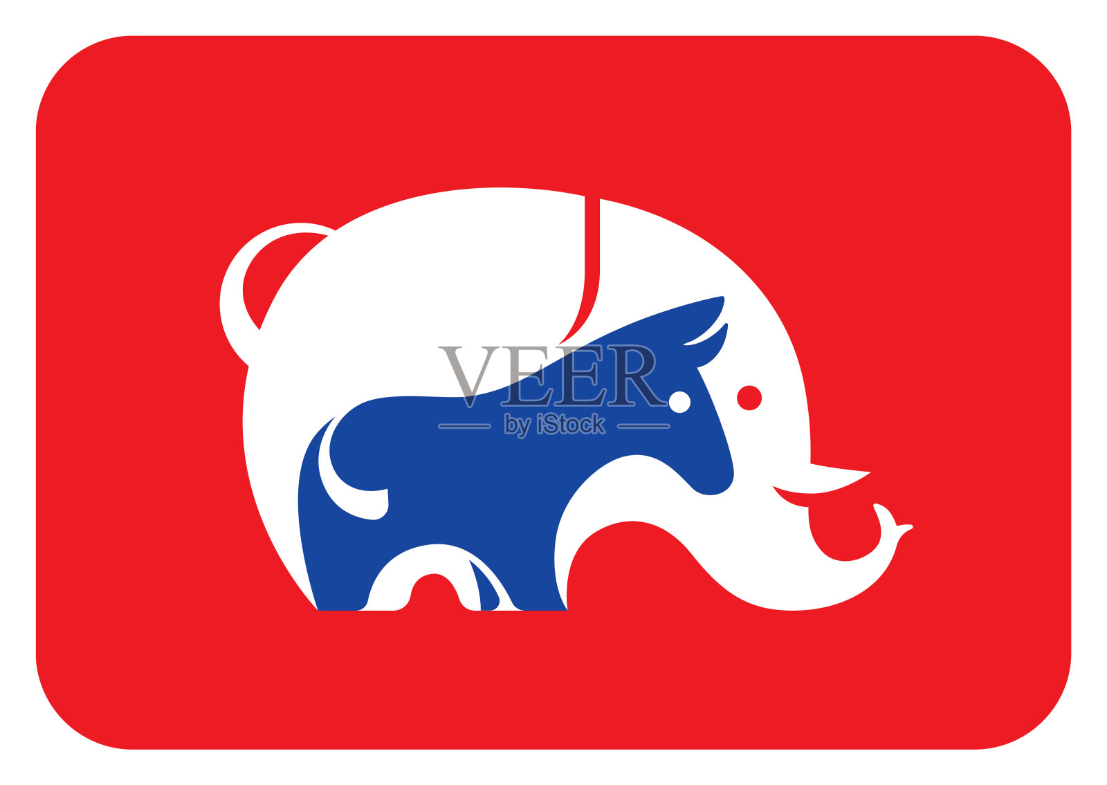 大象和驴的象征插画图片素材