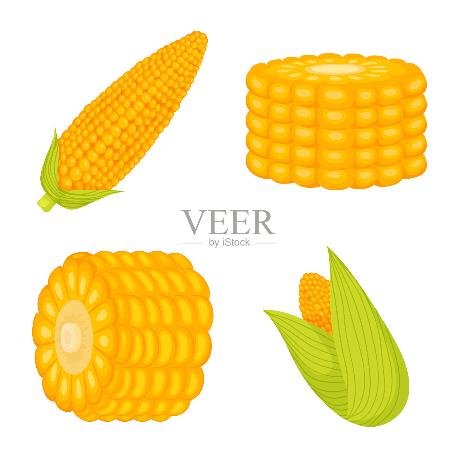 孤立的对象玉米和食品标志收集插画图片素材