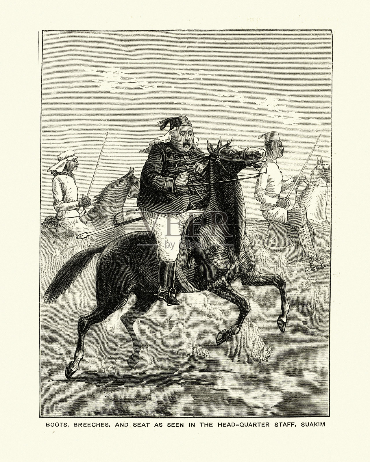 马赫迪战争，埃及军官和士兵，1884年。插画图片素材