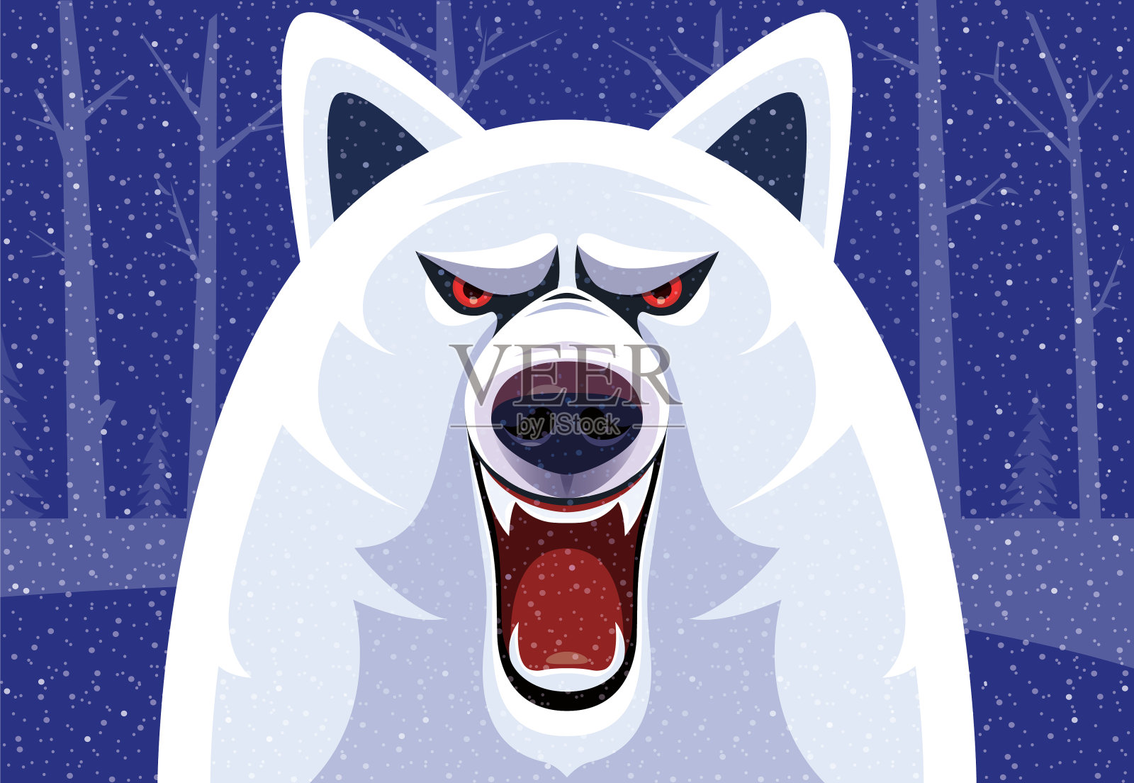 北极狼打呵欠插画图片素材