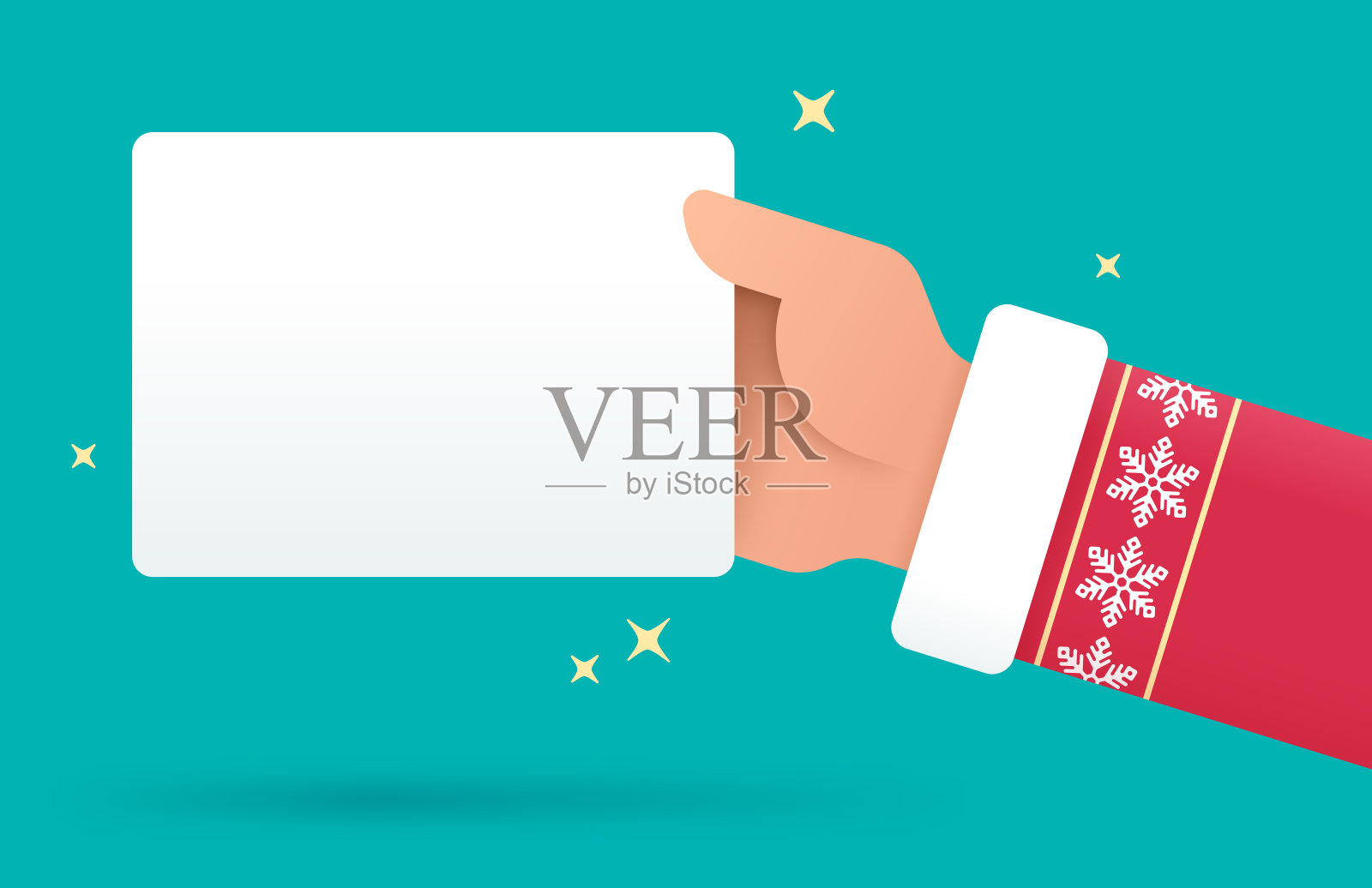 圣诞老人圣诞假期手握礼品卡或签名插画图片素材