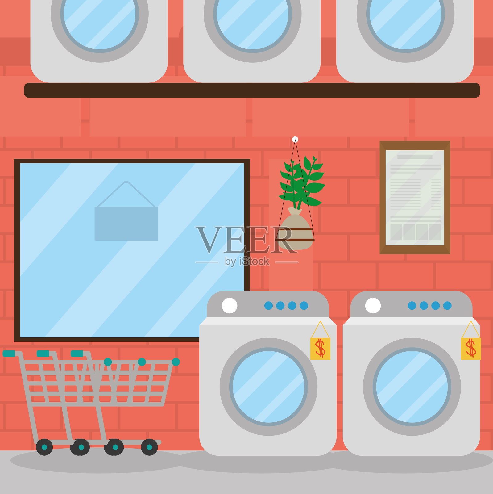 橙色衣服商店插画图片素材