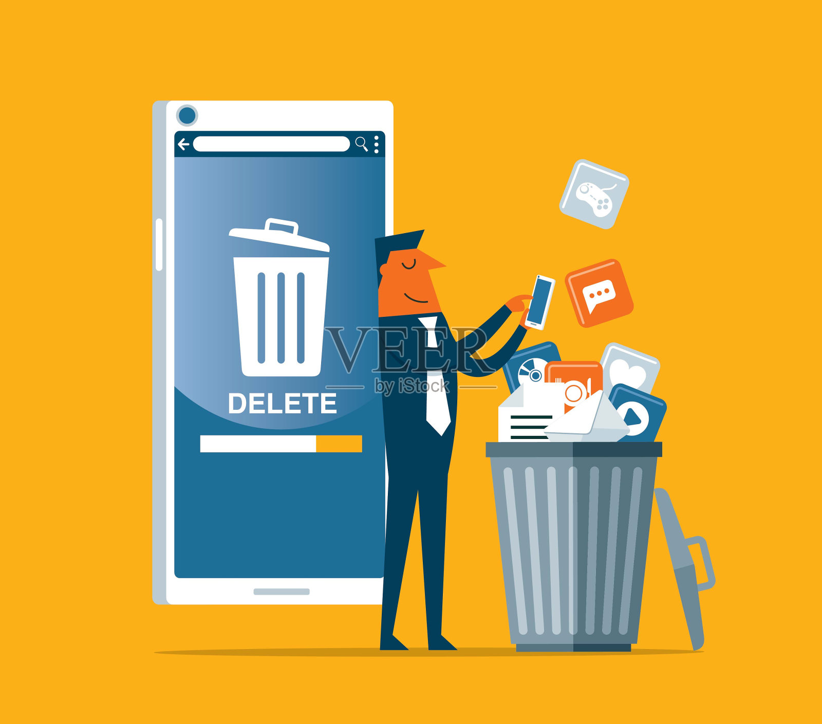 清洗手机的商人插画图片素材