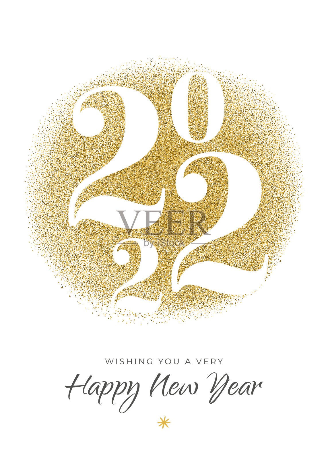 2022年的新年贺卡，金光闪闪。插画图片素材