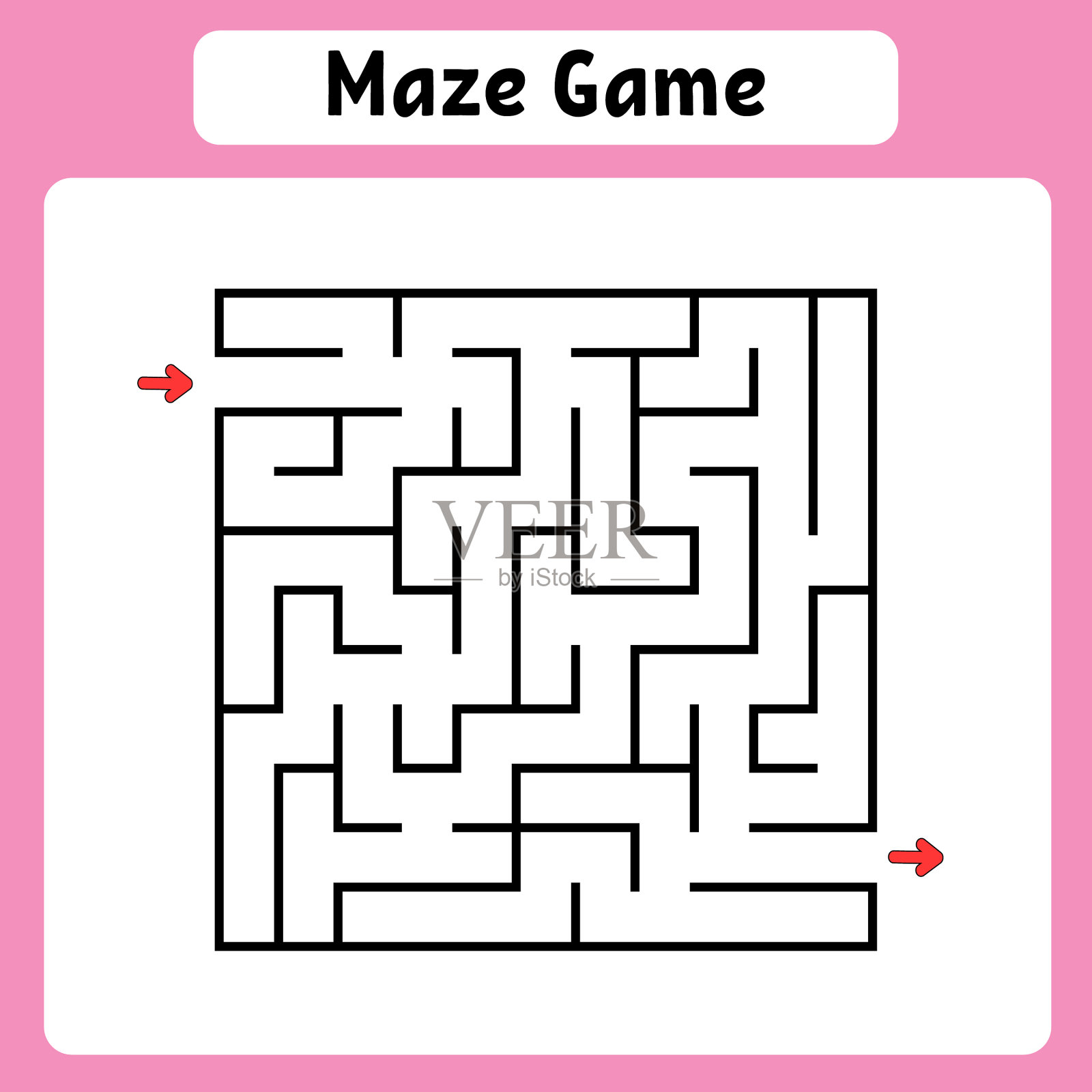方形迷宫儿童益智游戏插画图片素材