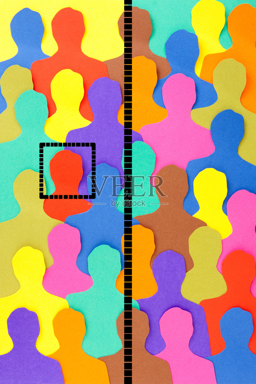 分开的面部识别的男人插画图片素材