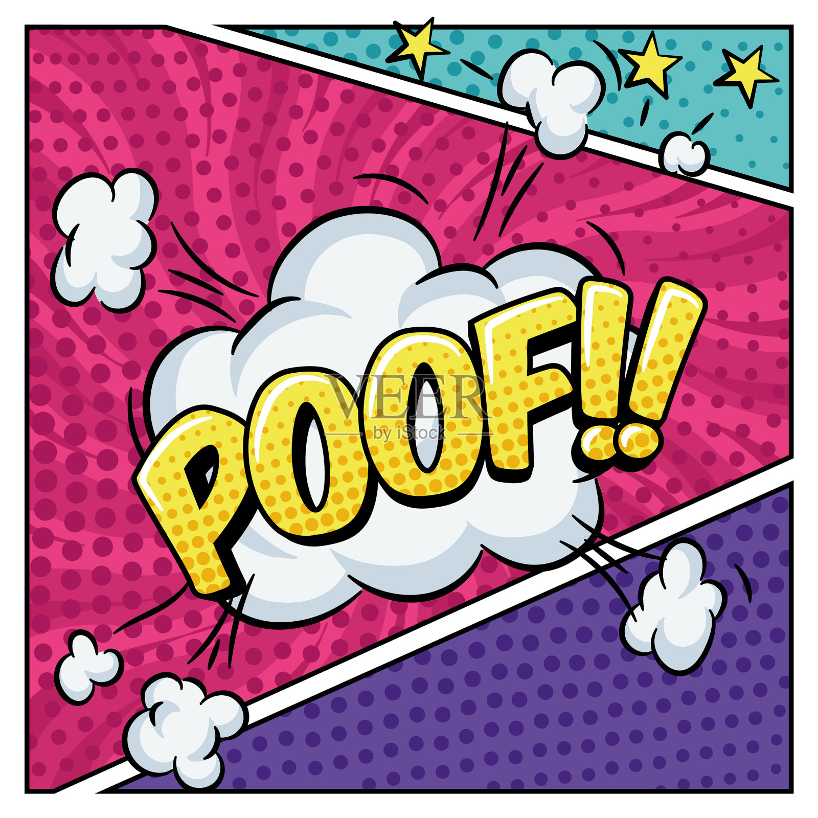 在半色调漫画页上的彩色漫画表达设计元素图片