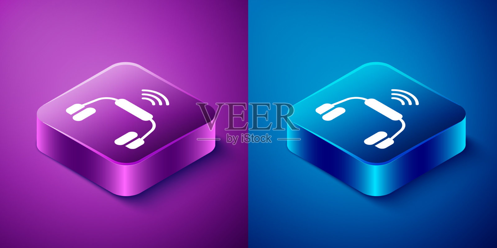 等距智能耳机系统图标隔离图标素材