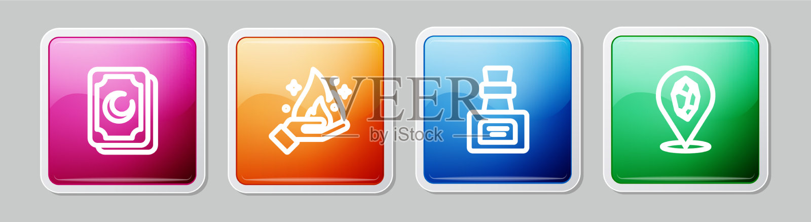 设置行塔罗牌手握火瓶图标素材