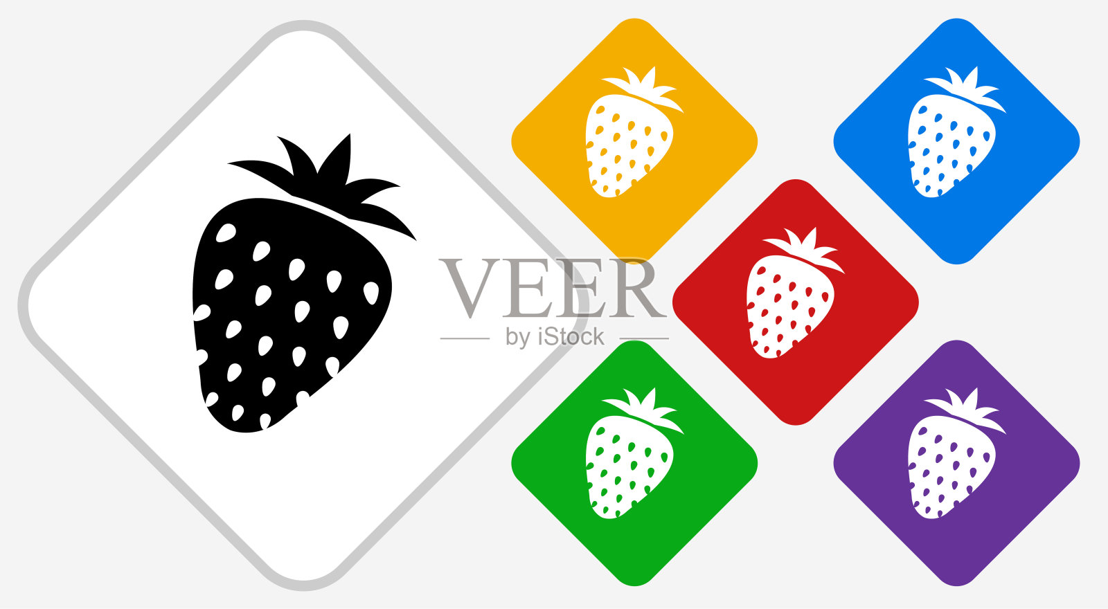 草莓色钻石矢量图标插画图片素材