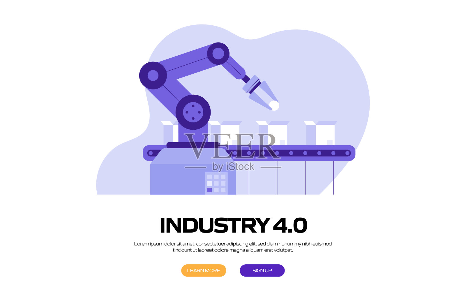 工业4.0概念矢量插图网站横幅，广告和营销材料，在线广告，业务演示等。插画图片素材