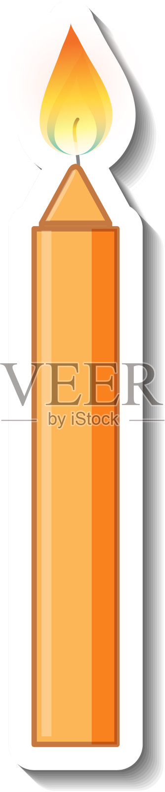 黄色蜡烛与光卡通贴纸设计元素图片