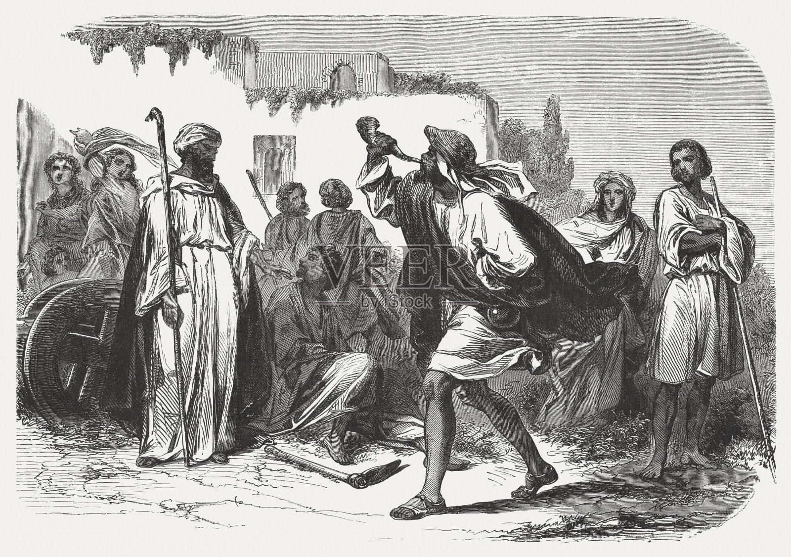 安息年公告（利未记25），出版于1886年插画图片素材