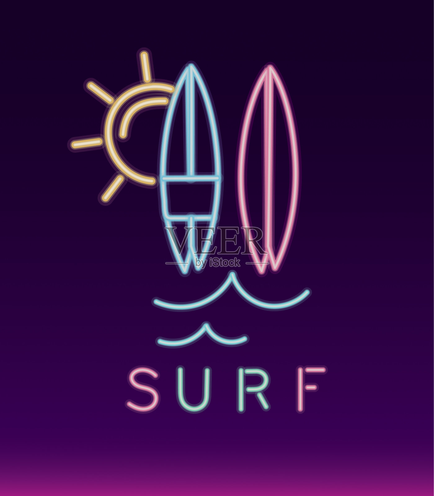 霓虹招牌热带夏日趣味设计插画图片素材