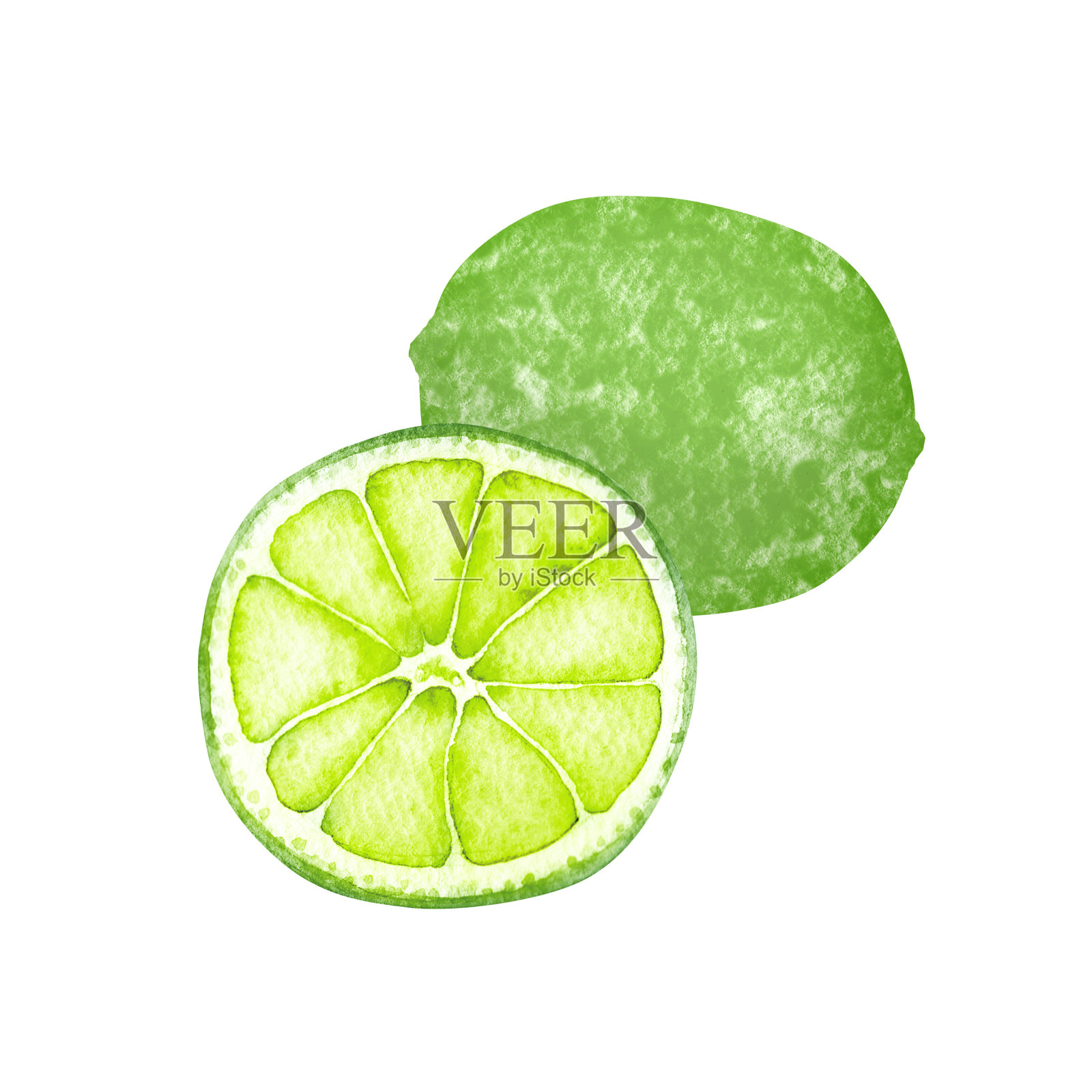 水彩石灰插画图片素材