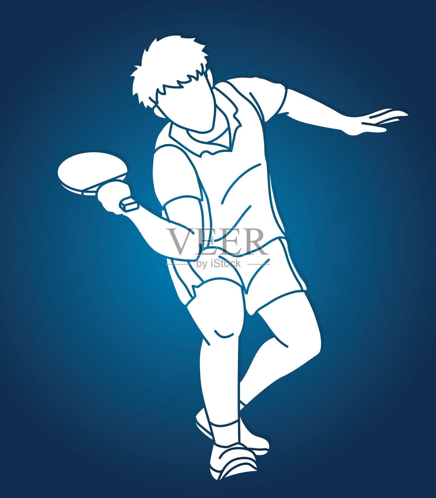 乒乓球或乒乓球运动员动作卡通插画图片素材