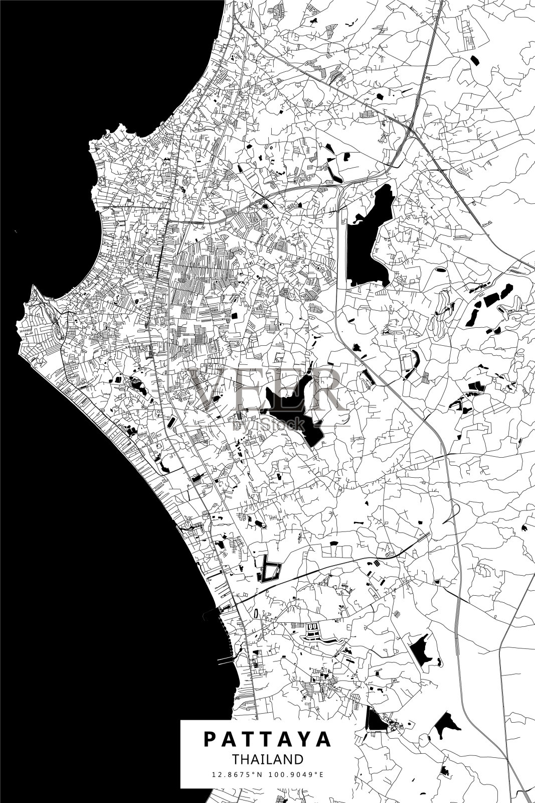 泰国芭堤雅矢量地图插画图片素材