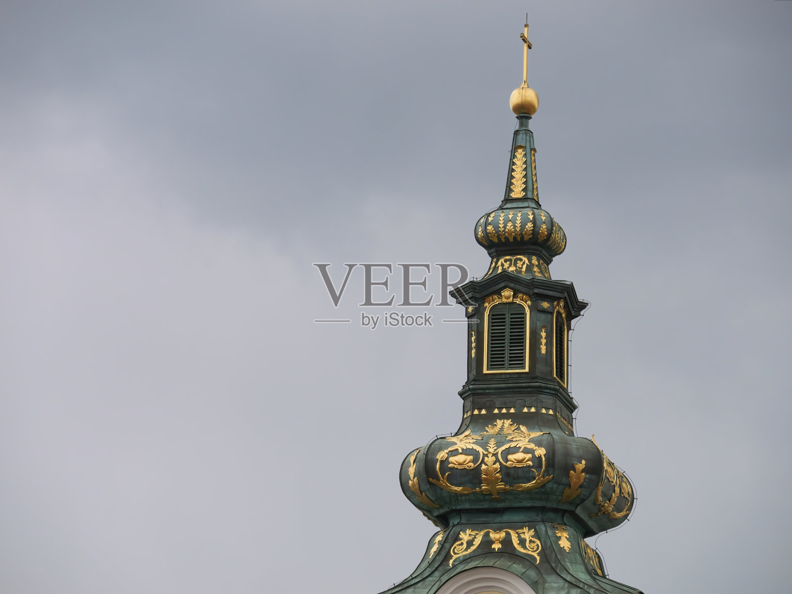 克罗地亚萨格勒布的朵拉克圣玛丽教堂塔的特写照片照片摄影图片