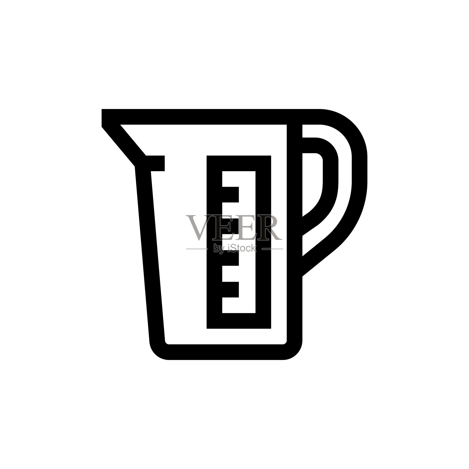 量杯线条图标，设计，像素完美，可编辑笔触。标志、标志、符号。厨房用具。插画图片素材