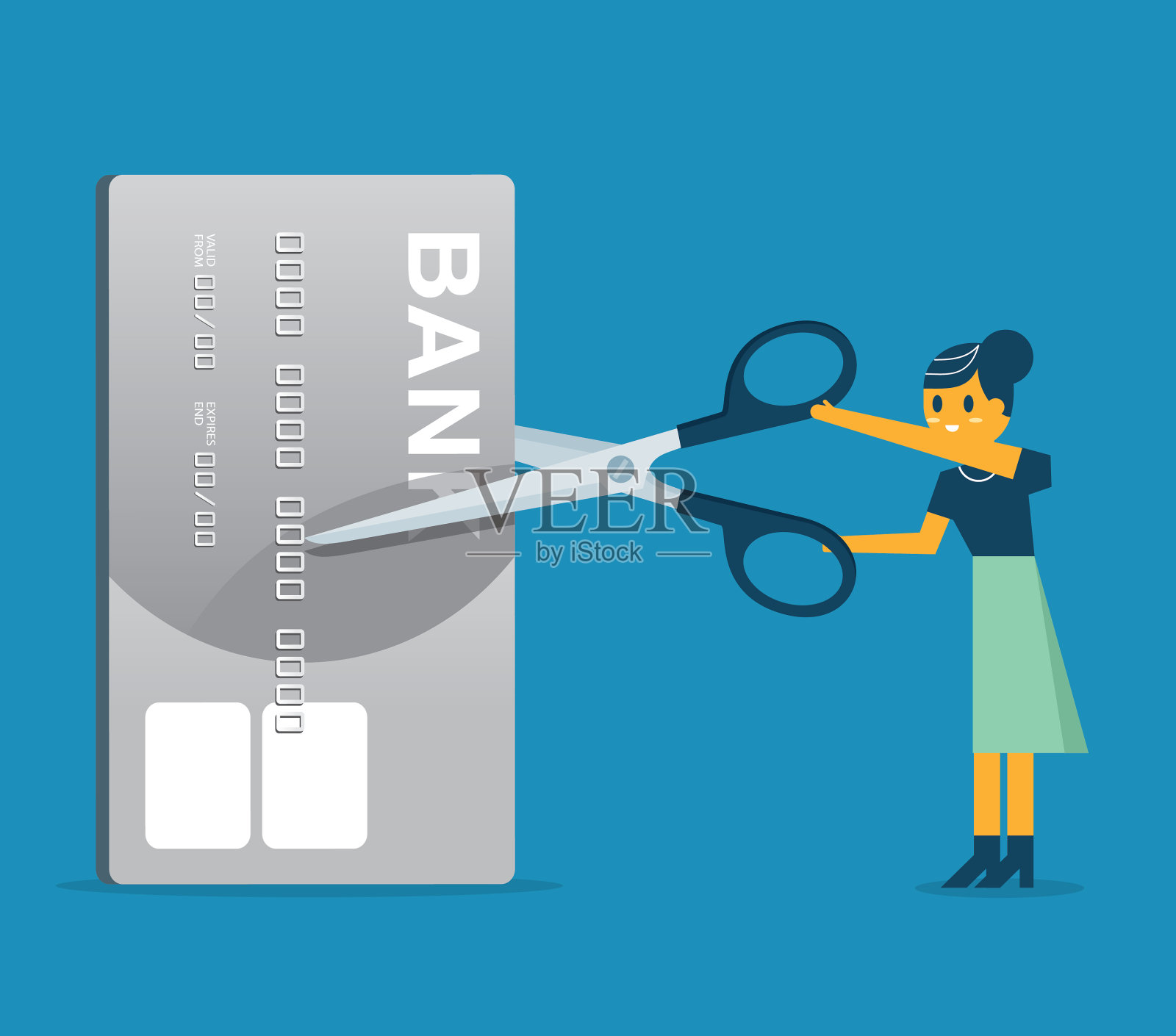 女商人——剪信用卡插画图片素材