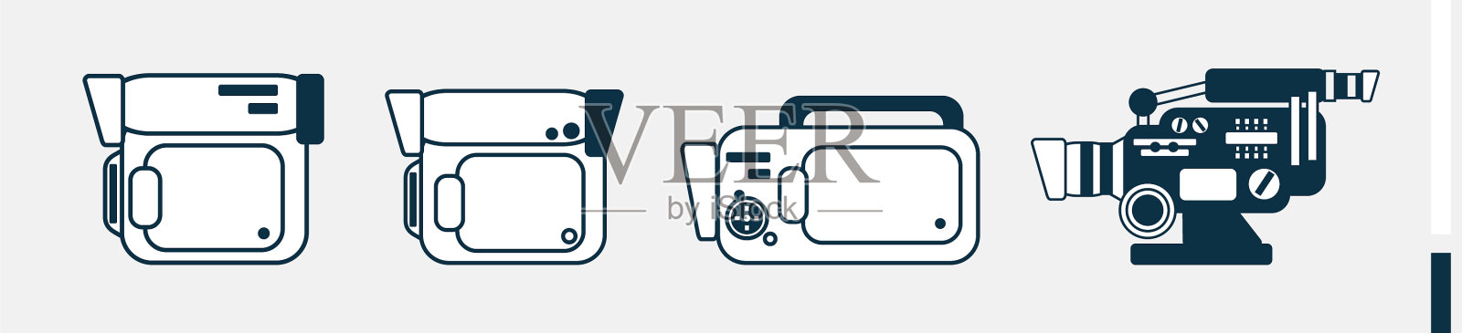 方便的相机和专业相机图标的照片和视频图标素材