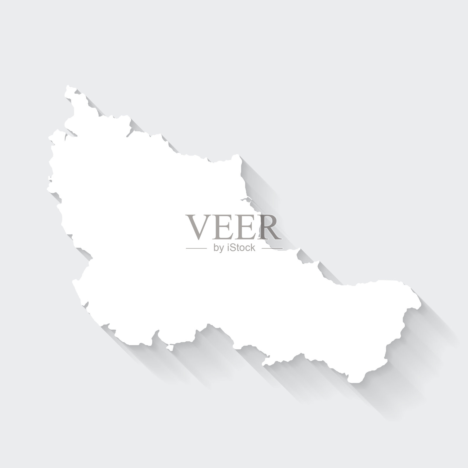 在空白背景上有长阴影的美乐岛地图-平面设计插画图片素材