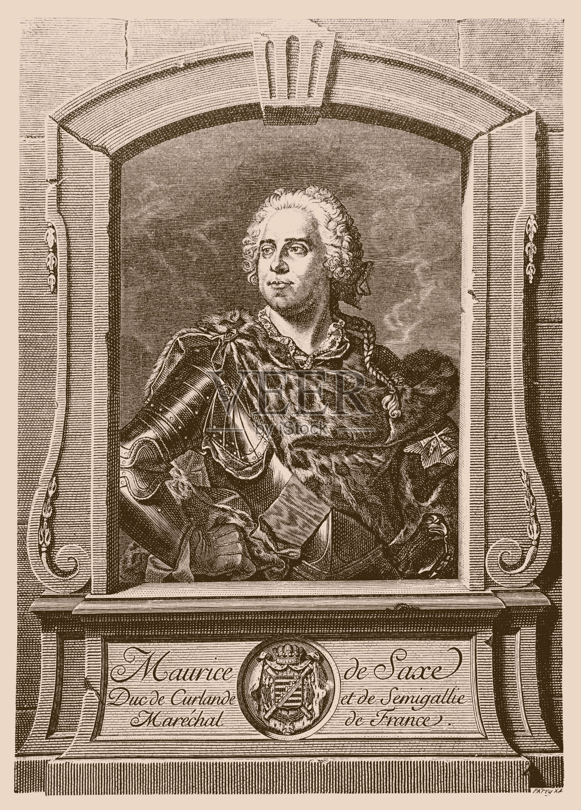 莫瑞斯，萨克森伯爵(1696年10月28日- 1750年11月20日)德国士兵和军官，神圣罗马帝国军队，即帝国军队插画图片素材