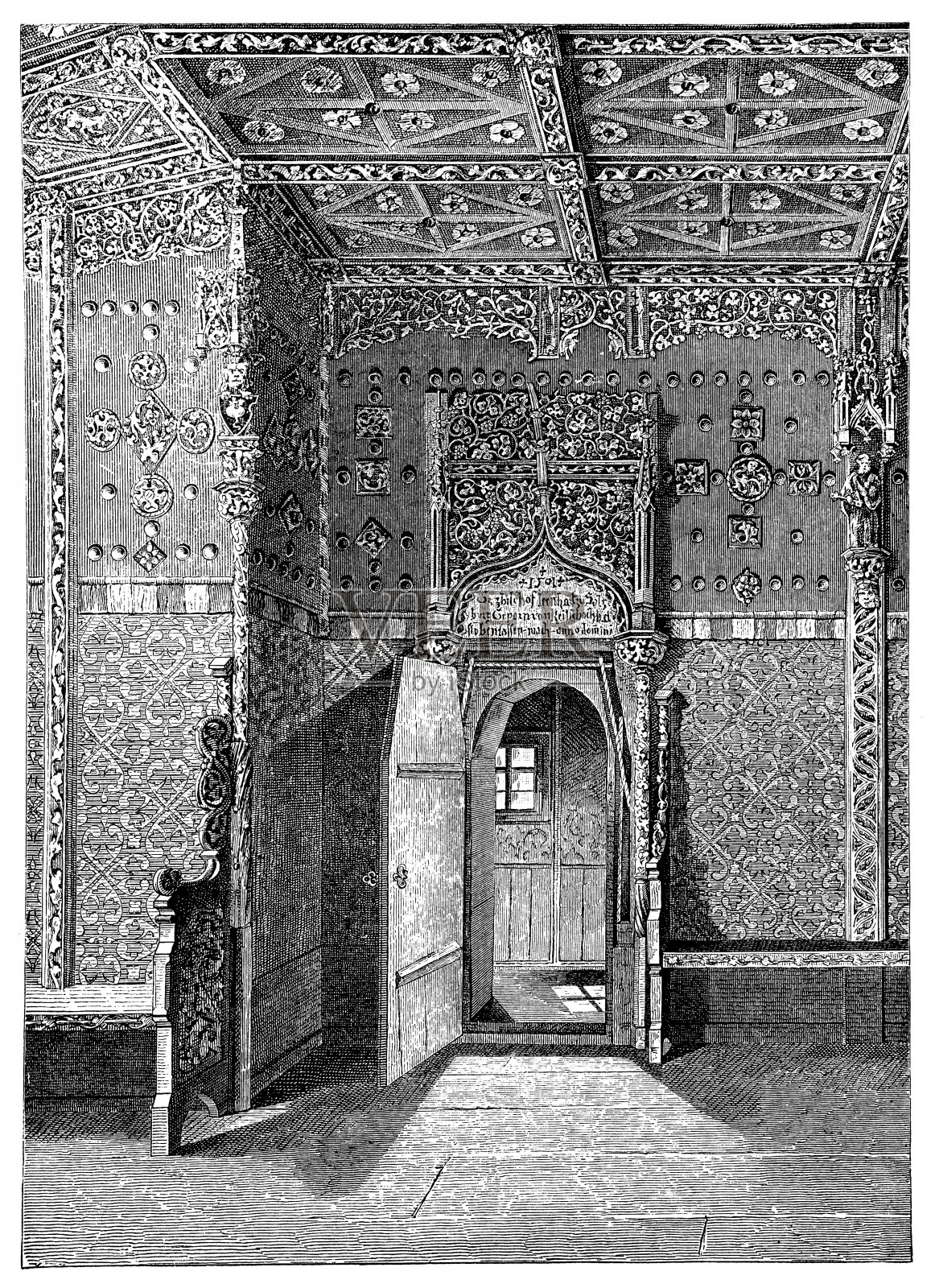 王子的房间在霍亨萨尔茨堡城堡，这是中欧最大的保存完好的城堡，也是萨尔茨堡的象征插画图片素材