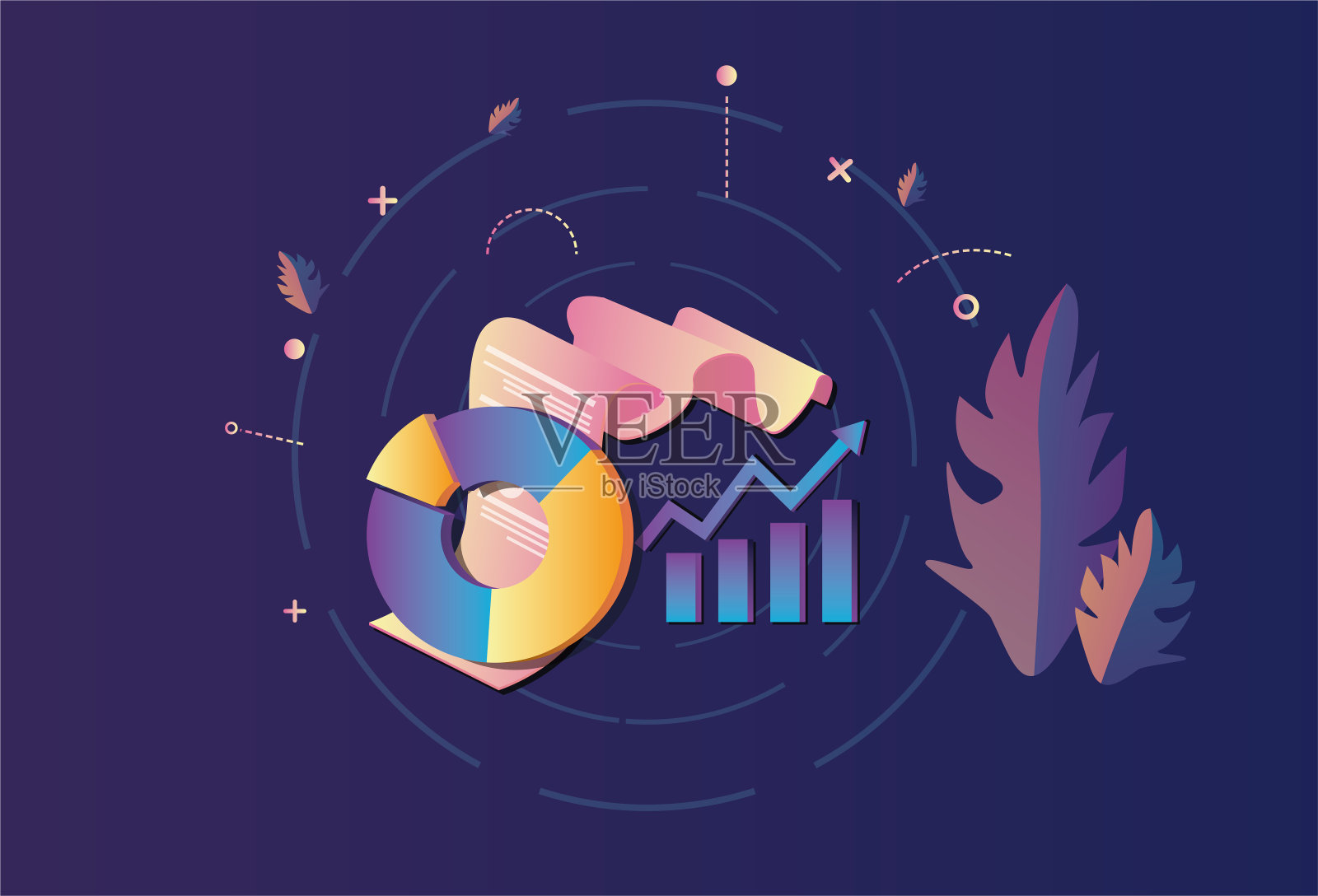 饼形数据图形和文件，数据分析设计元素图片