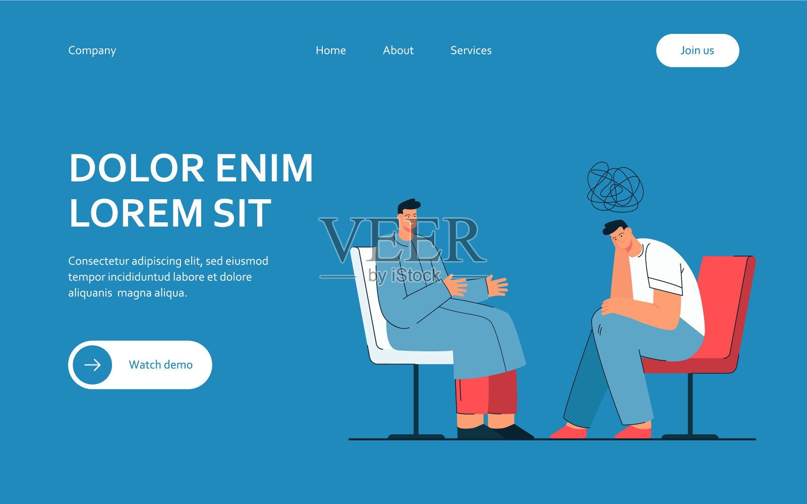 心理治疗会话平插画图片素材