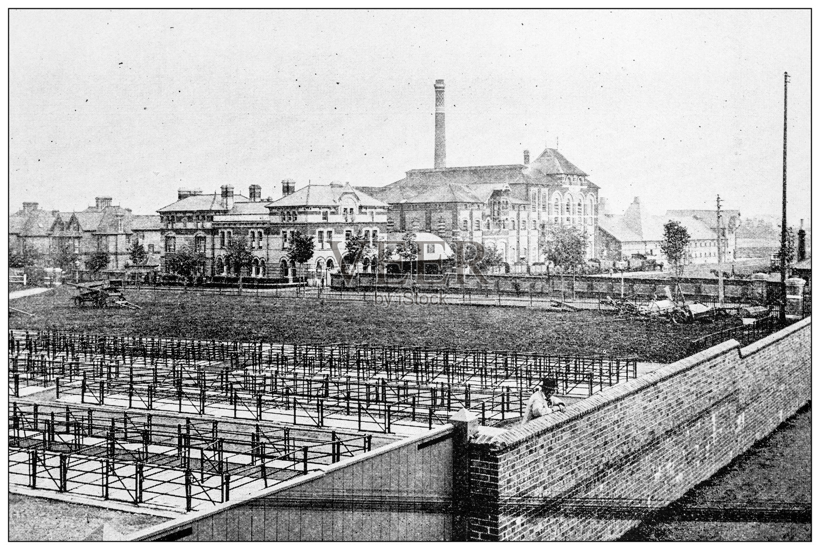 英国多塞特郡的古董照片:多切斯特啤酒厂插画图片素材