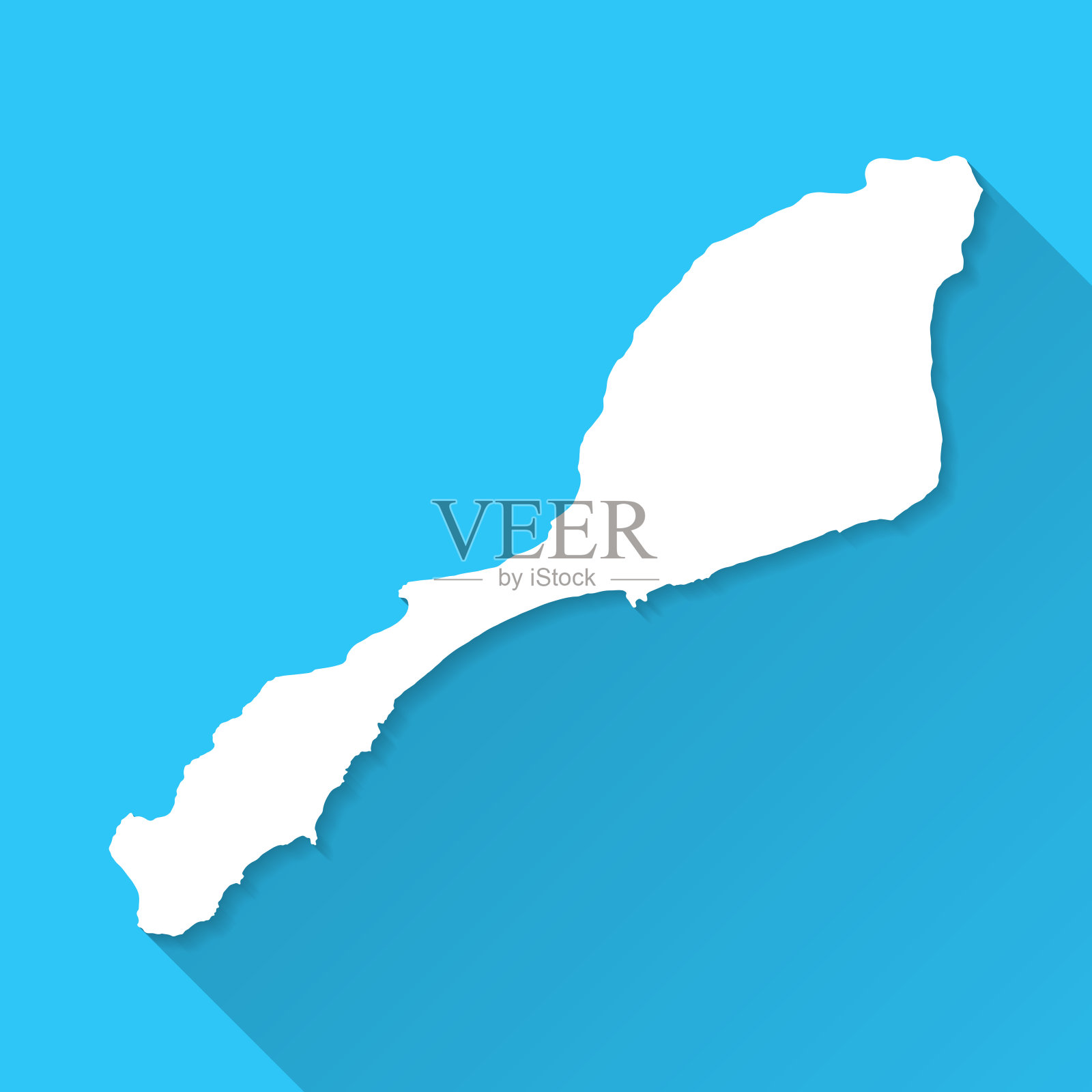 Jan Mayen地图与长阴影在蓝色的背景-平面设计插画图片素材