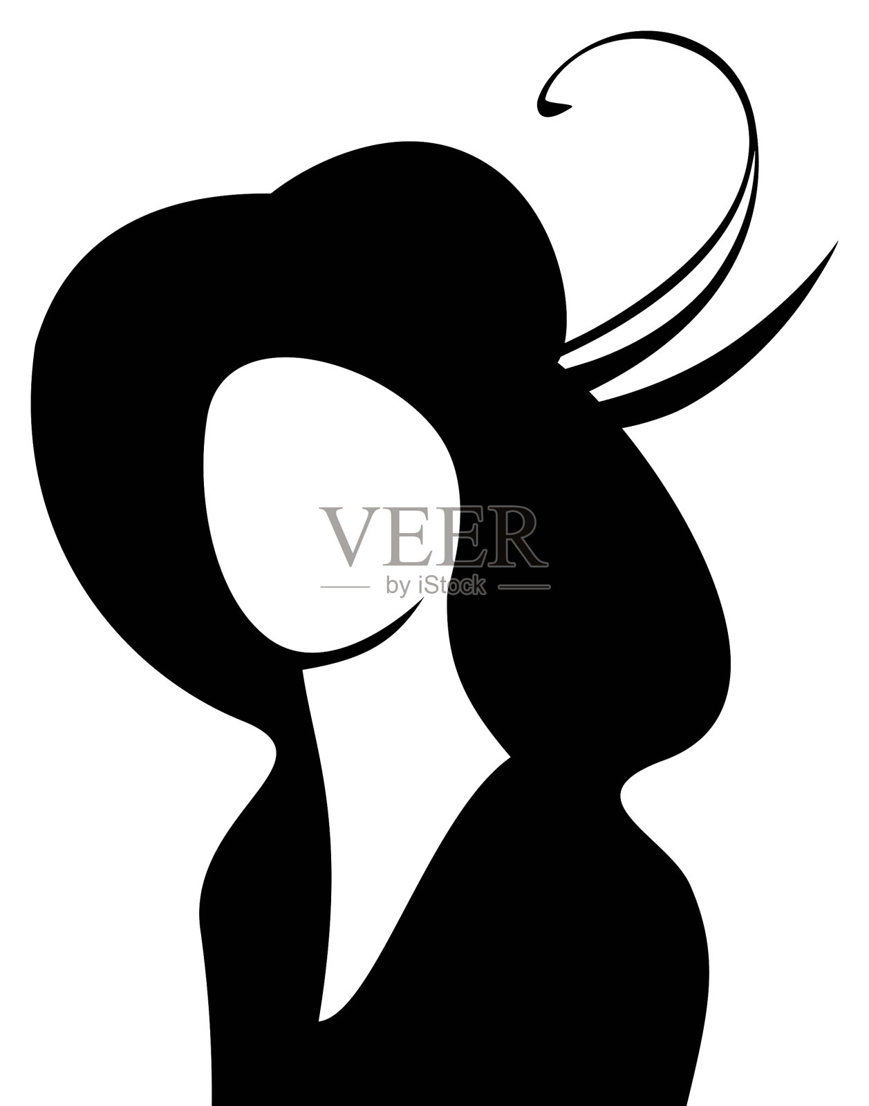 一个戴帽子的女人的抽象剪影插画图片素材
