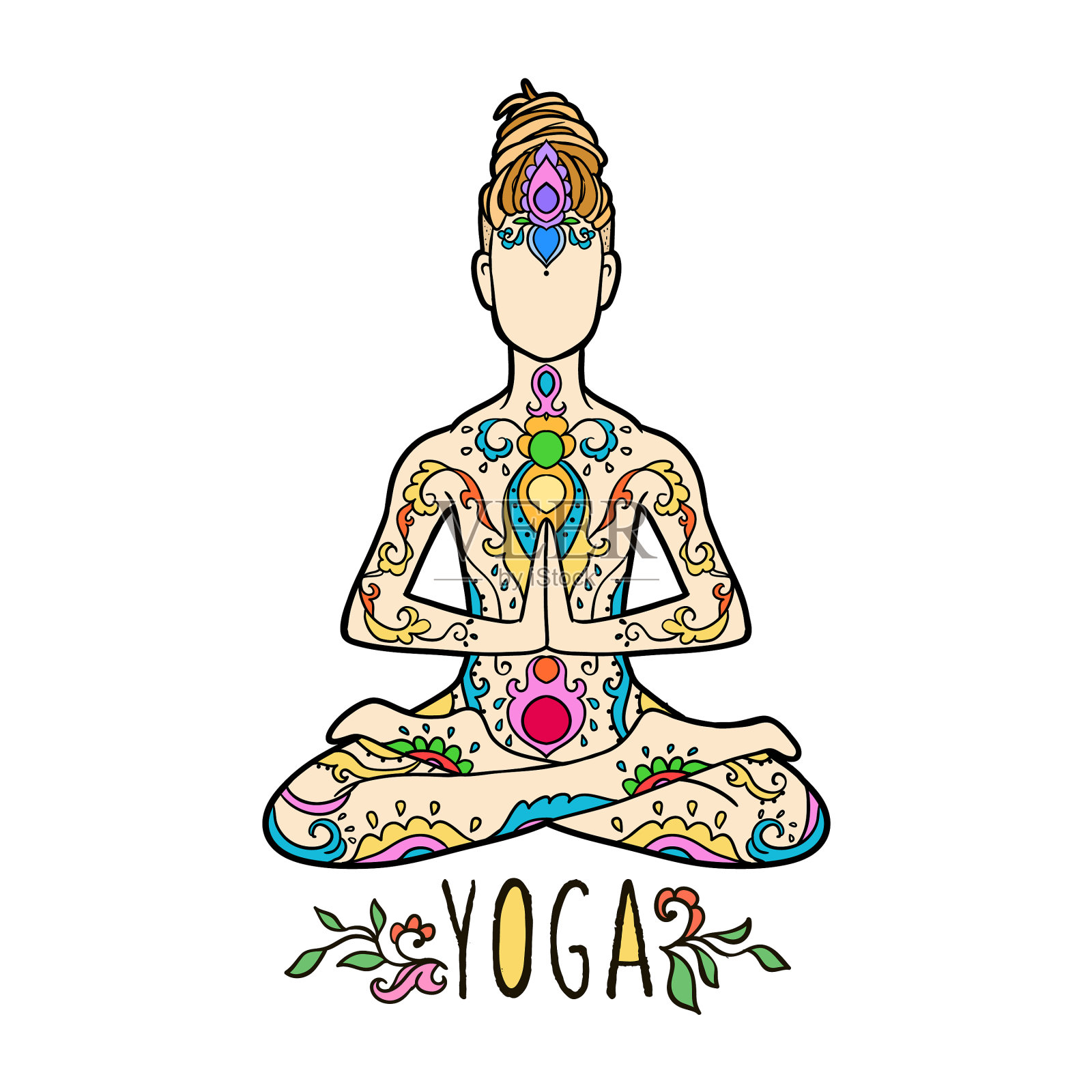 瑜伽冥想姿势装饰插画图片素材