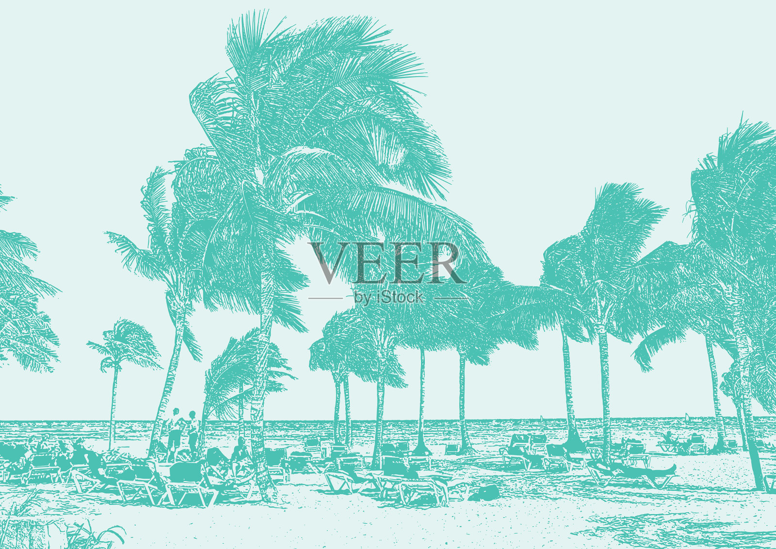 里维埃拉玛雅海滩插画图片素材