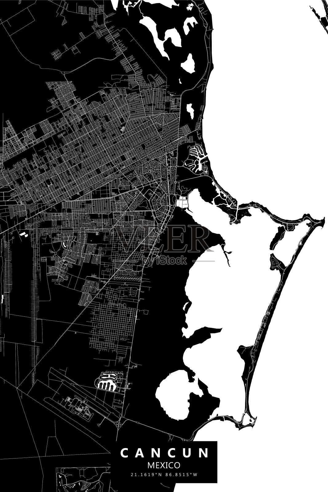 墨西哥坎昆矢量地图插画图片素材